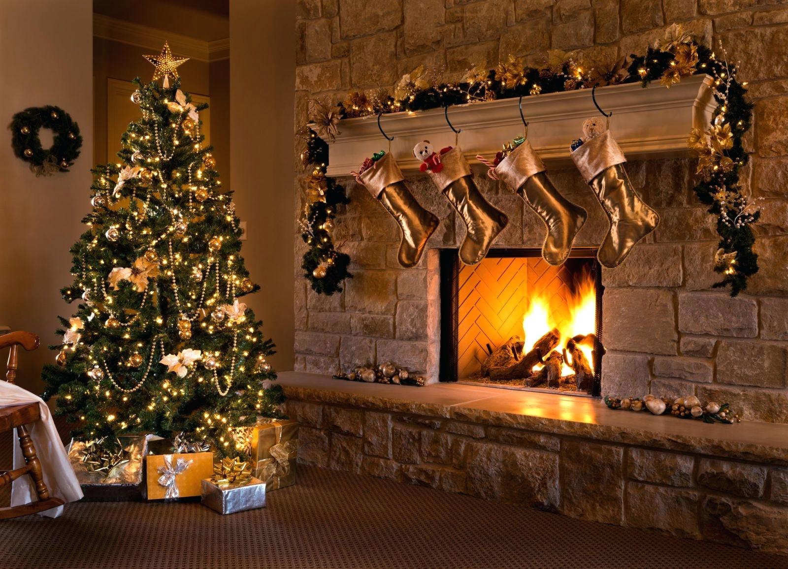 christmas-tree-and-fireplace-a-beautiful-contemporary-gold-themed-eve-fireplace-tree-stockings-and-living-christmas-tree-fireplace-scene